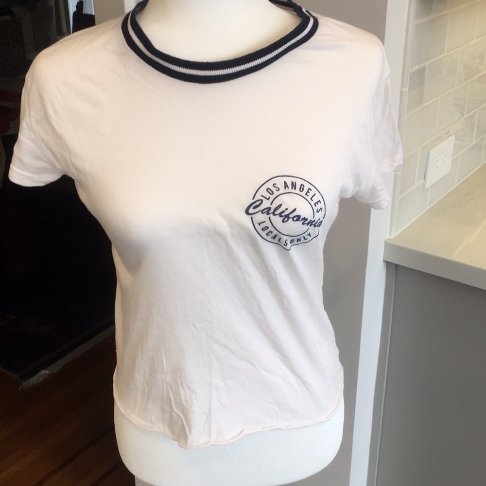 Brandy Melville white short sleeve ringer T-shirt